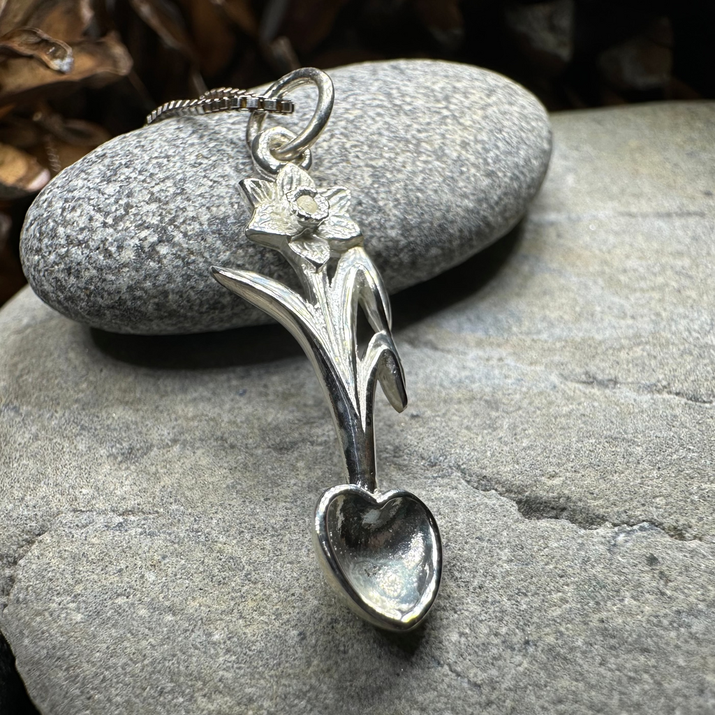 Welsh Daffodil Love Spoon Necklace | Pendant | Wiccan Center