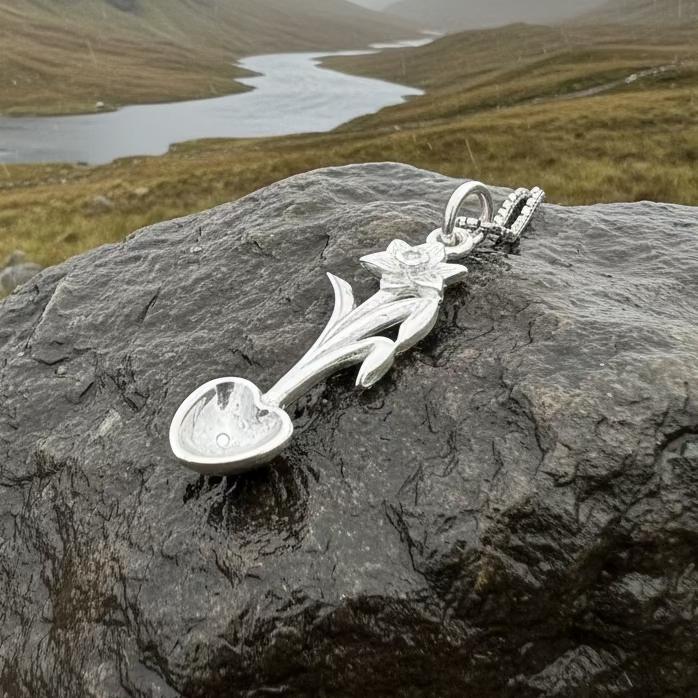 Welsh Daffodil Love Spoon Necklace | Pendant | Wiccan Center