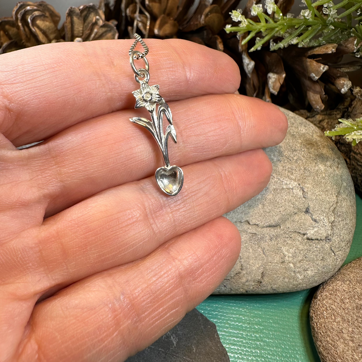 Welsh Daffodil Love Spoon Necklace | Pendant | Wiccan Center