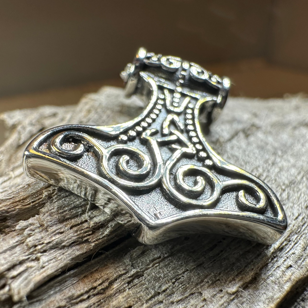 Petite Thor's Hammer Trinity Necklace in Sterling Silver | Pendant | Wiccan Center