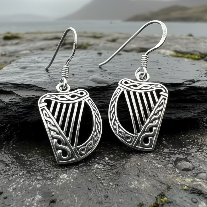 Liffey Harp Dangle Earrings | Dangle Earrings | Wiccan Center