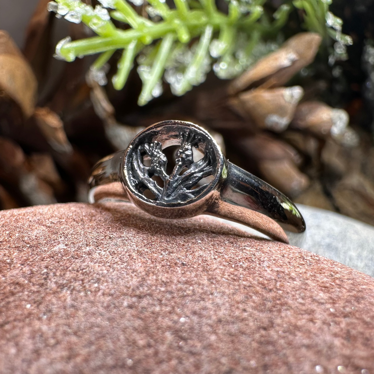 Nahla Petite Scottish Thistle Ring in Sterling Silver | Ring | Wiccan Center