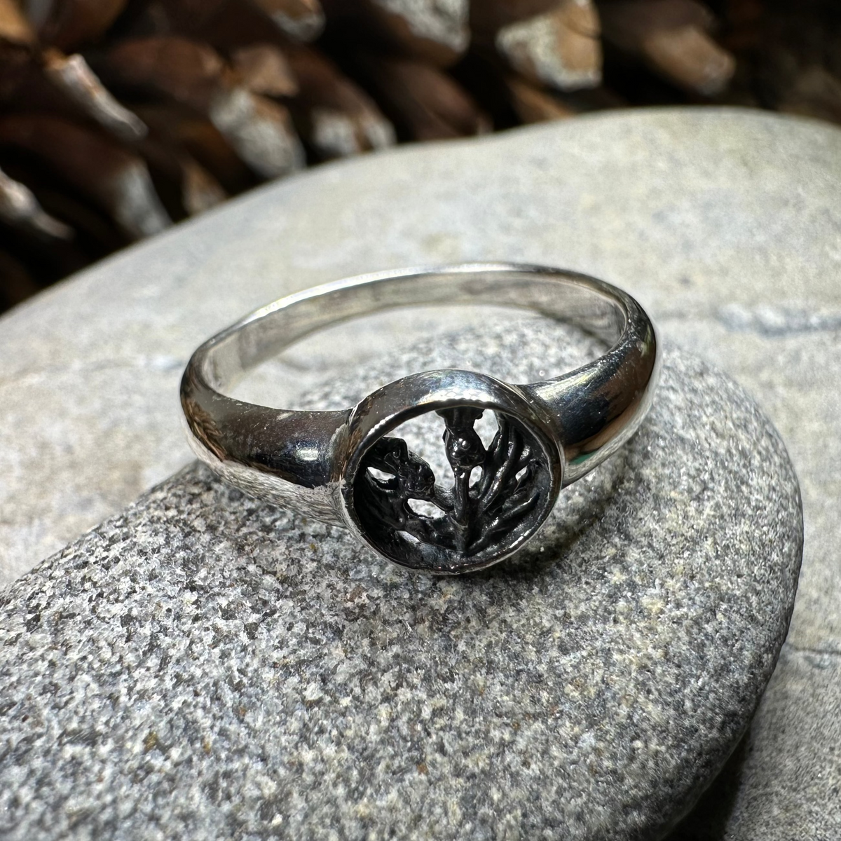 Nahla Petite Scottish Thistle Ring in Sterling Silver | Ring | Wiccan Center