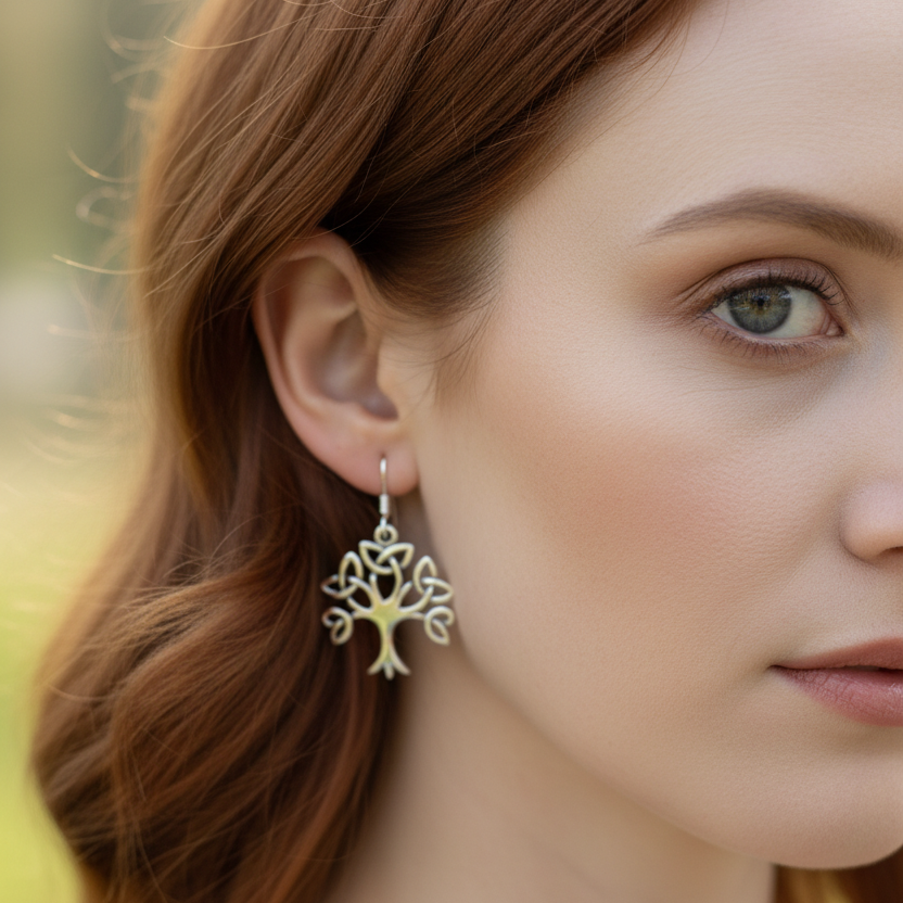 Ceridwen Celtic Tree of Life Earrings in Sterling Silver | Dangle Earrings | Wiccan Center