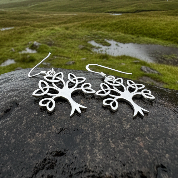 Ceridwen Celtic Tree of Life Earrings in Sterling Silver | Dangle Earrings | Wiccan Center