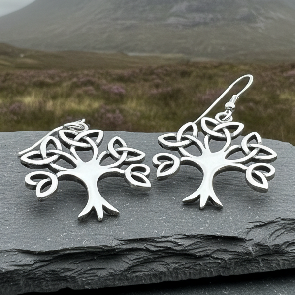 Ceridwen Celtic Tree of Life Earrings in Sterling Silver | Dangle Earrings | Wiccan Center