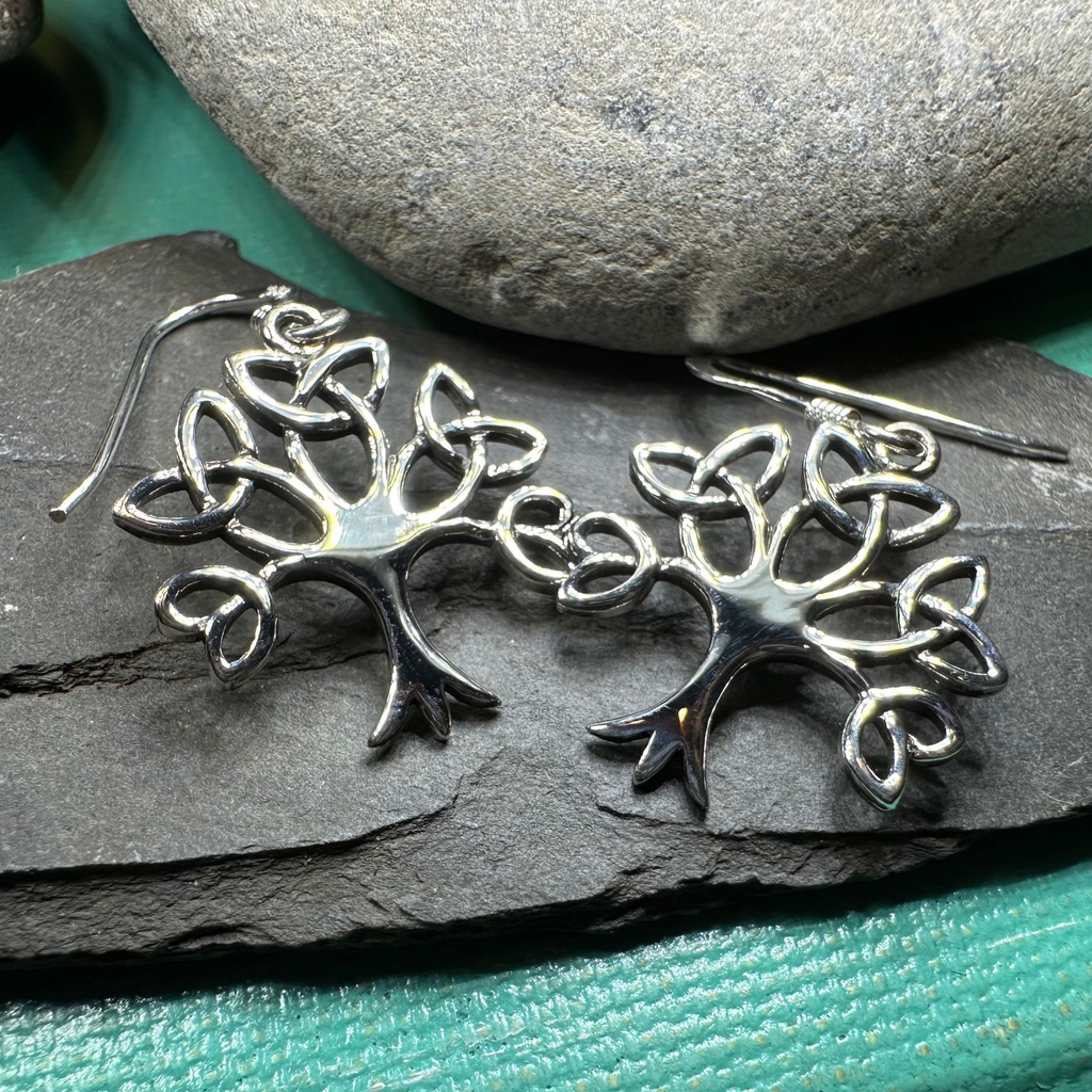 Ceridwen Celtic Tree of Life Earrings in Sterling Silver | Dangle Earrings | Wiccan Center