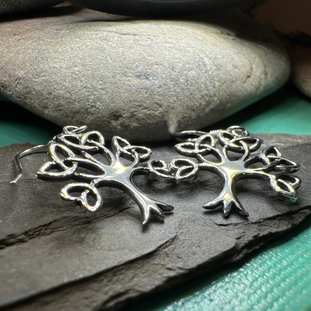 Ceridwen Celtic Tree of Life Earrings in Sterling Silver | Dangle Earrings | Wiccan Center