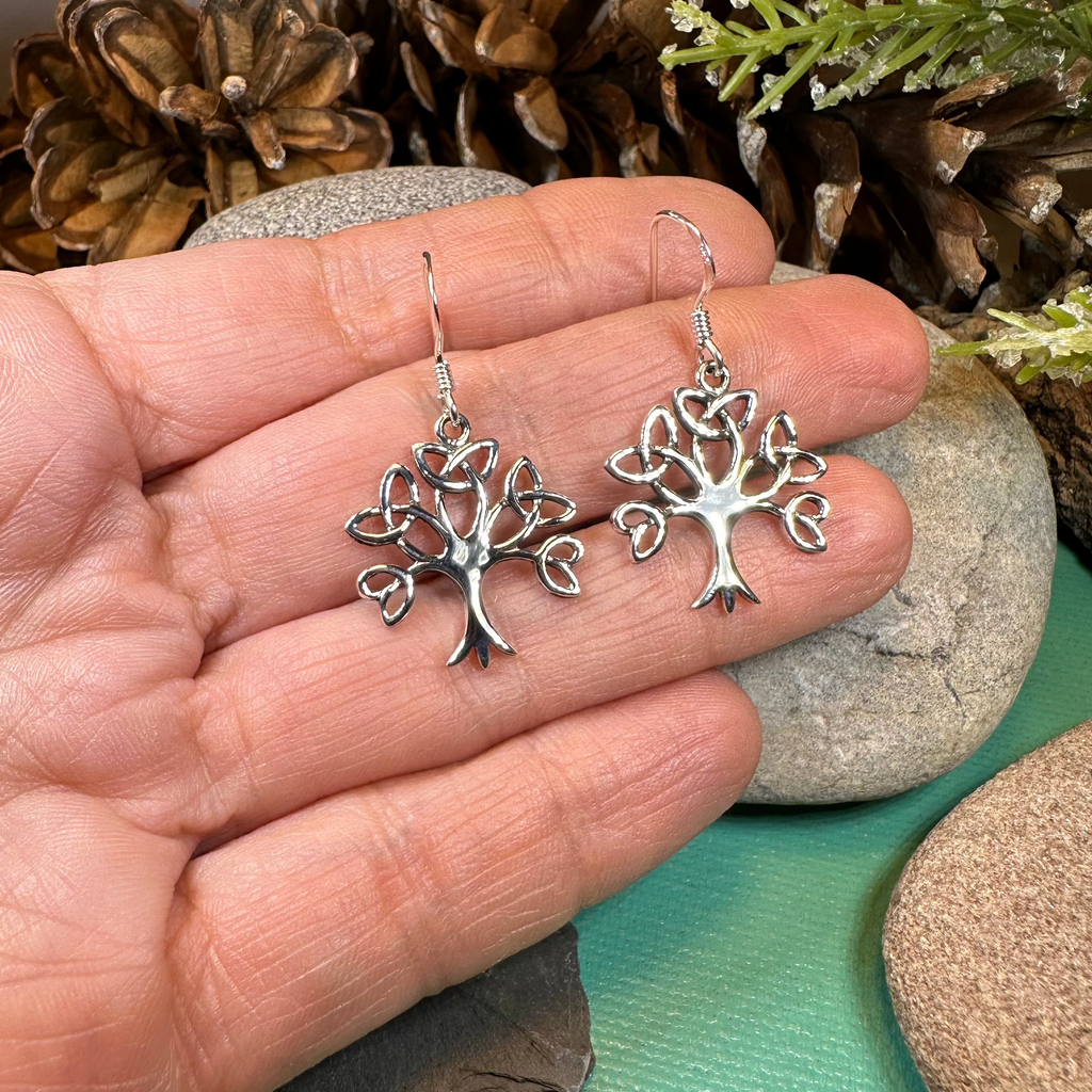 Ceridwen Celtic Tree of Life Earrings in Sterling Silver | Dangle Earrings | Wiccan Center