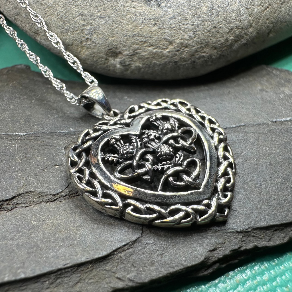 Romantic Scottish Thistle Necklace in Sterling Silver | Pendant | Wiccan Center