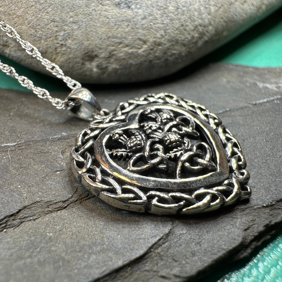 Romantic Scottish Thistle Necklace in Sterling Silver | Pendant | Wiccan Center