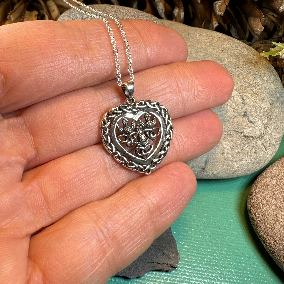 Romantic Scottish Thistle Necklace in Sterling Silver | Pendant | Wiccan Center