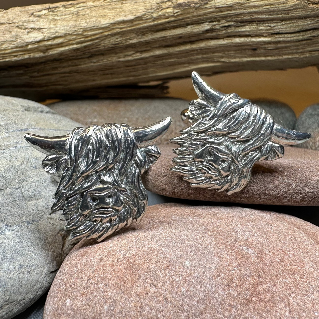 Scottish Highland Cow Cufflinks - Handmade in Scotland | Cuff Links | Wiccan Center