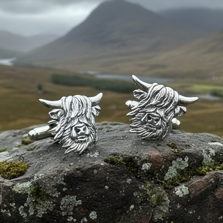 Scottish Highland Cow Cufflinks - Handmade in Scotland | Cuff Links | Wiccan Center
