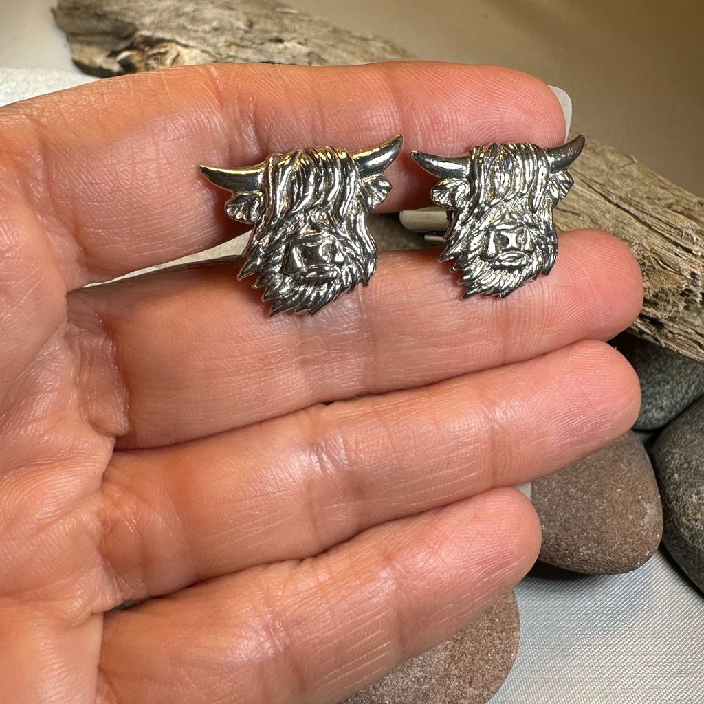 Scottish Highland Cow Cufflinks - Handmade in Scotland | Cuff Links | Wiccan Center