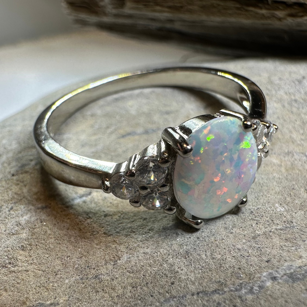 Katerina Opal Celtic Ring in Sterling Silver