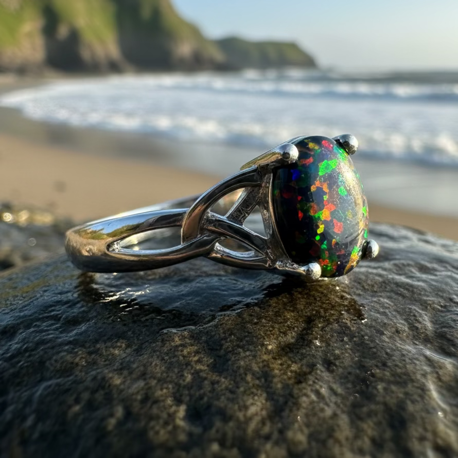 Celtic Magic Celtic Black Opal Ring | Ring | Wiccan Center