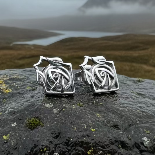 Rose Art Deco Stud Earrings | Post Earrings | Wiccan Center