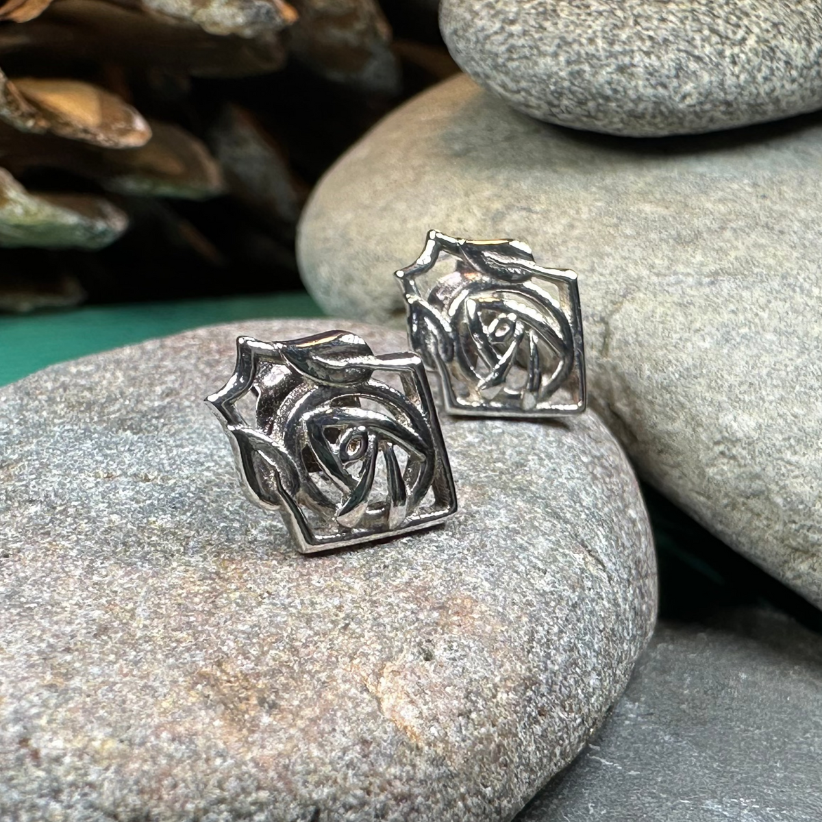 Rose Art Deco Stud Earrings | Post Earrings | Wiccan Center
