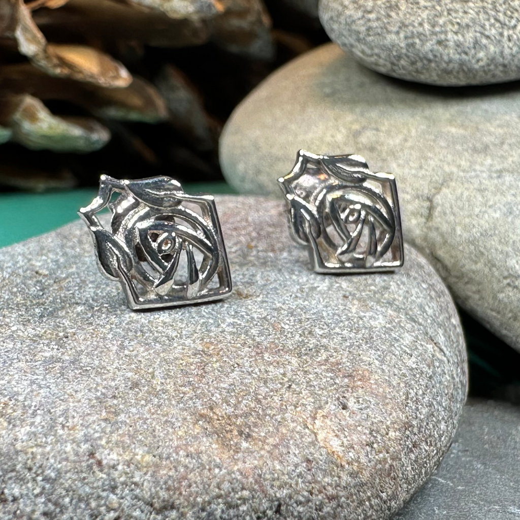 Rose Art Deco Stud Earrings | Post Earrings | Wiccan Center