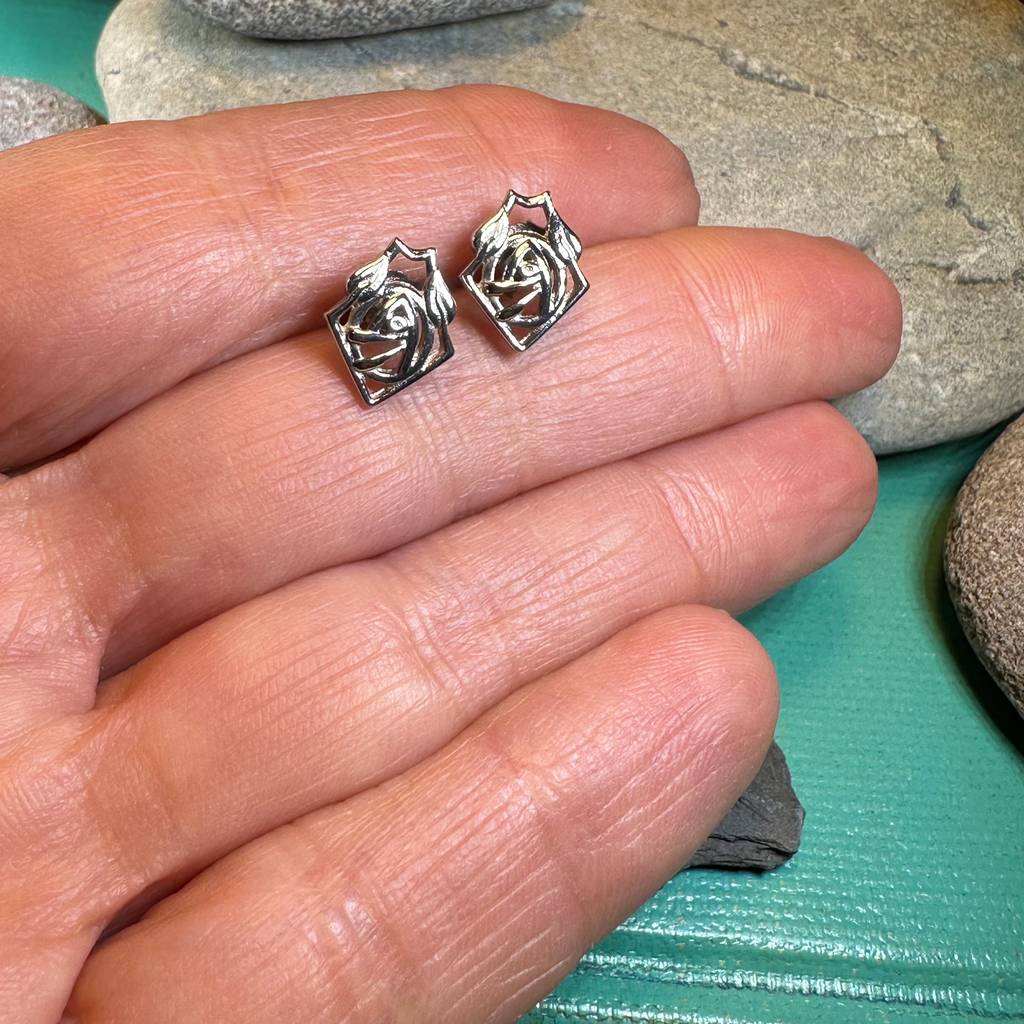 Rose Art Deco Stud Earrings | Post Earrings | Wiccan Center
