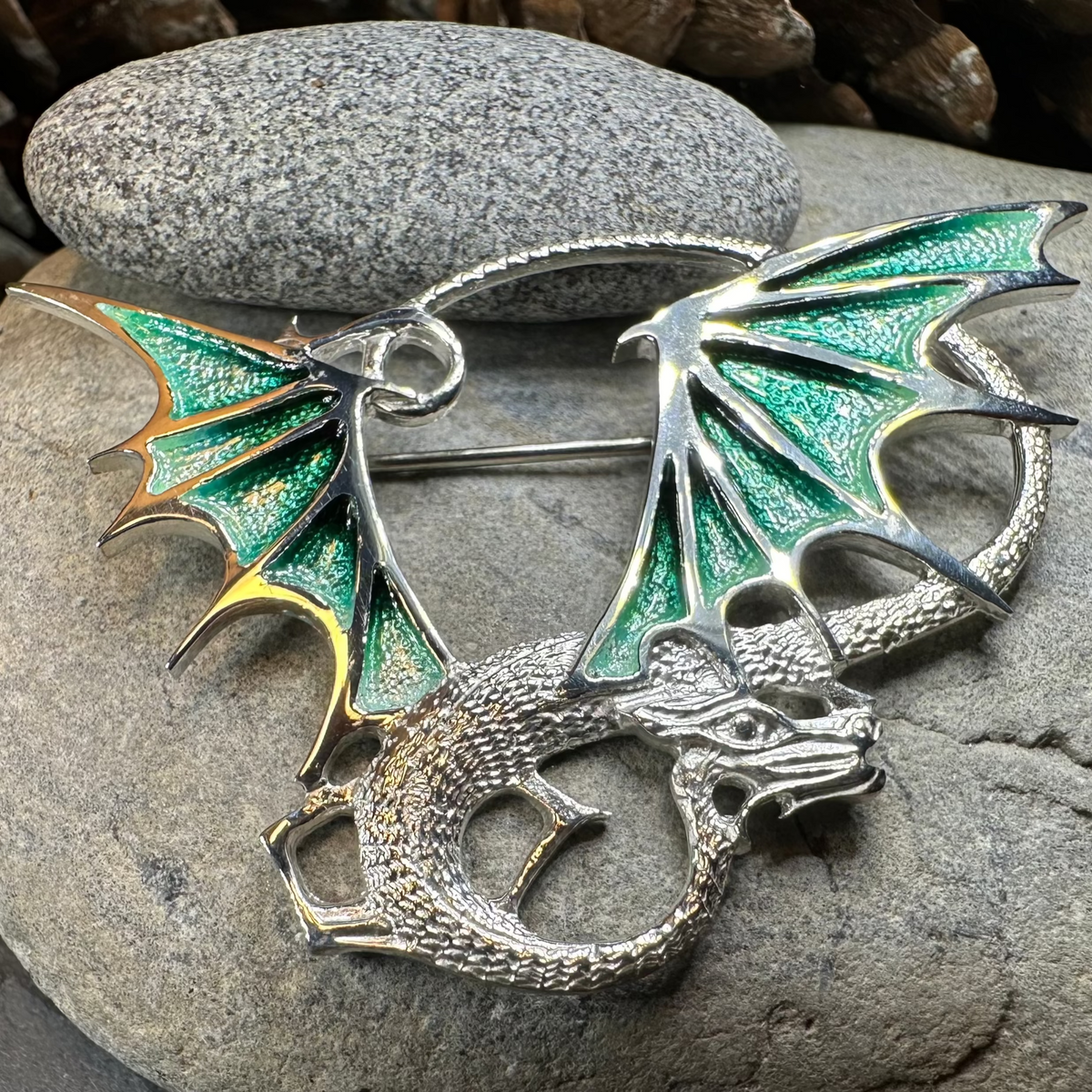 Meadowdancer Sterling Silver Dragon Brooch - Handmade in Scotland | Brooch | Wiccan Center