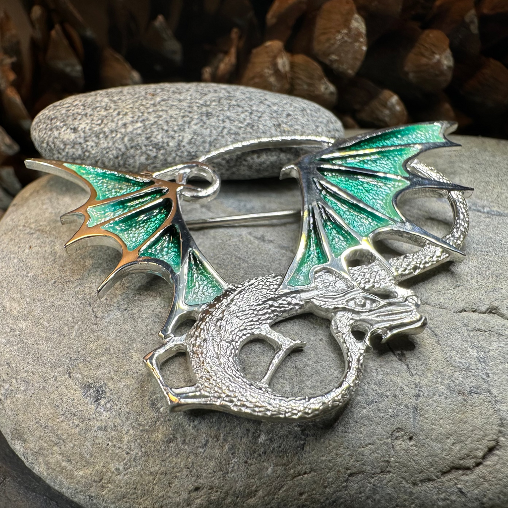 Meadowdancer Sterling Silver Dragon Brooch - Handmade in Scotland | Brooch | Wiccan Center