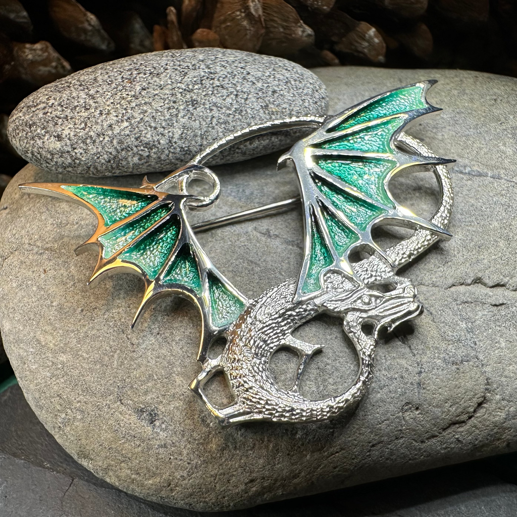 Meadowdancer Sterling Silver Dragon Brooch - Handmade in Scotland | Brooch | Wiccan Center
