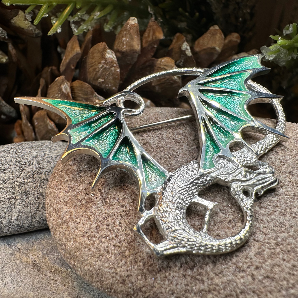 Meadowdancer Sterling Silver Dragon Brooch - Handmade in Scotland | Brooch | Wiccan Center