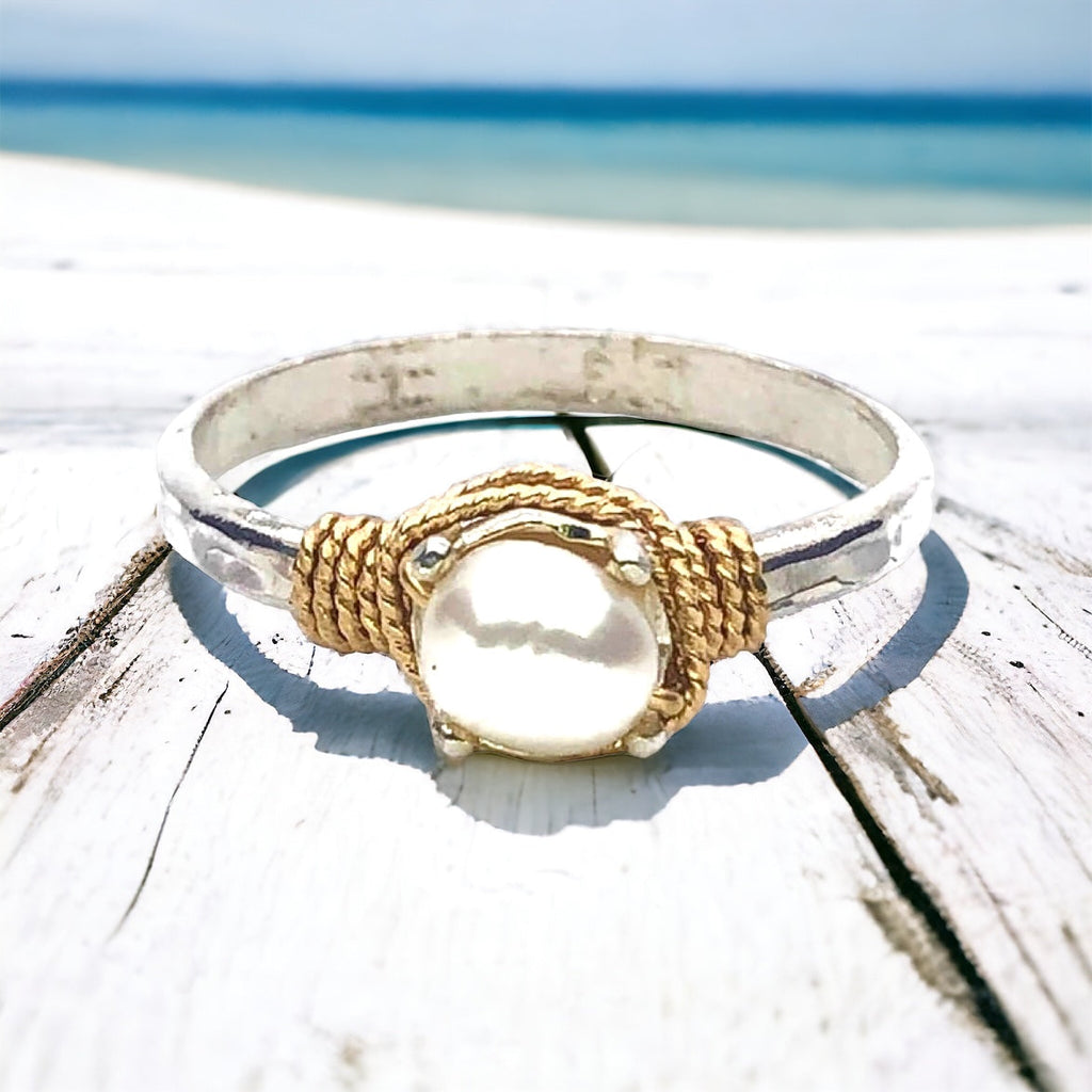 Hand Hammered Pearl Ring | Rings | Wiccan Center