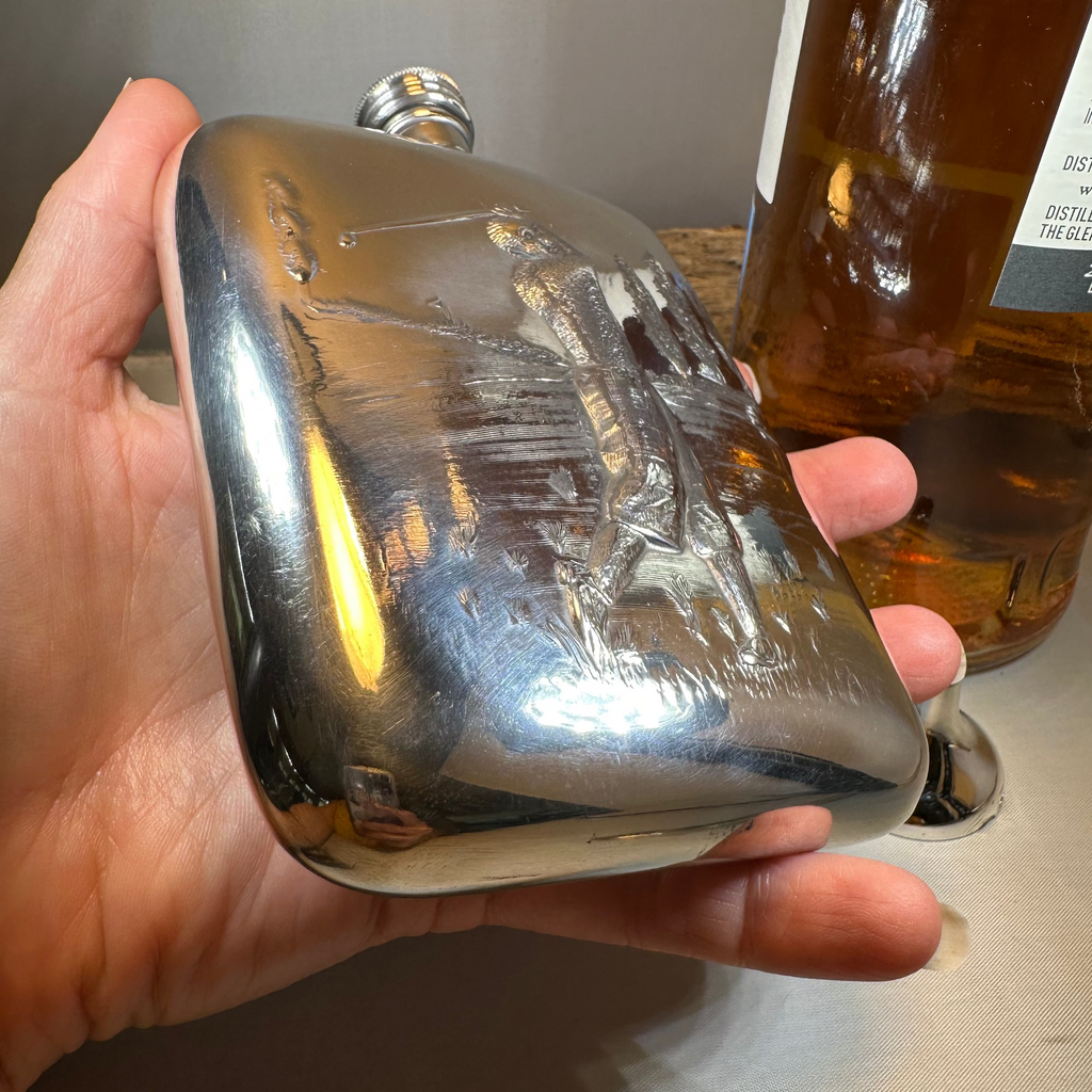 Scottish Golfer Pewter Hip Flask - Handmade in England | Gifts | Wiccan Center