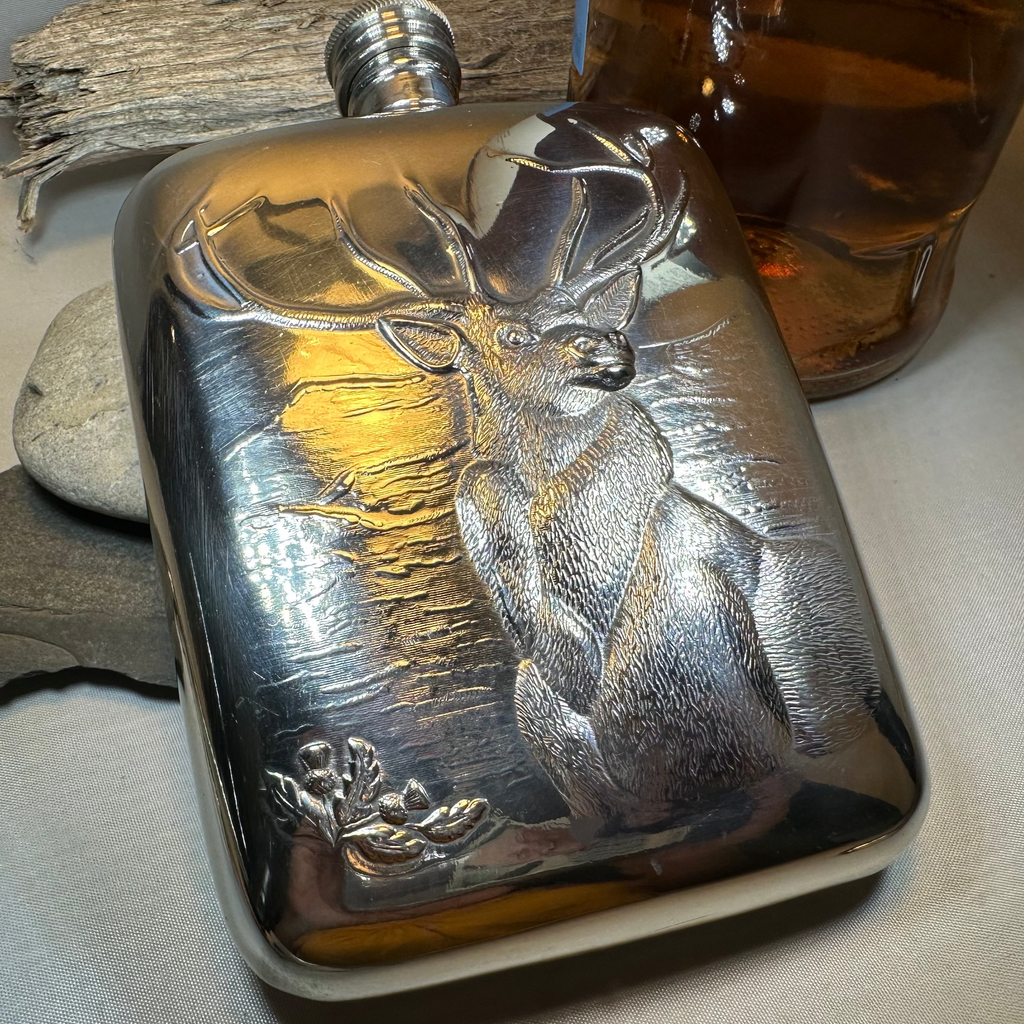 Forest King Stag Pewter Hip Flask - Handmade in England | Gifts | Wiccan Center