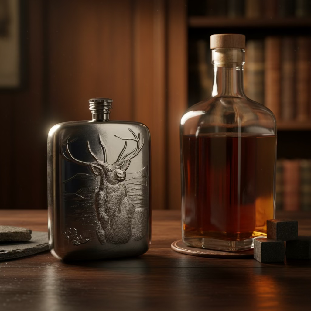 Forest King Stag Pewter Hip Flask - Handmade in England | Gifts | Wiccan Center