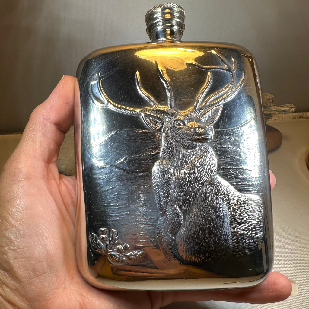 Forest King Stag Pewter Hip Flask - Handmade in England | Gifts | Wiccan Center