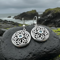 Blue Topaz Trinity Knot Earrings in Sterling Silver | Dangle Earrings | Wiccan Center