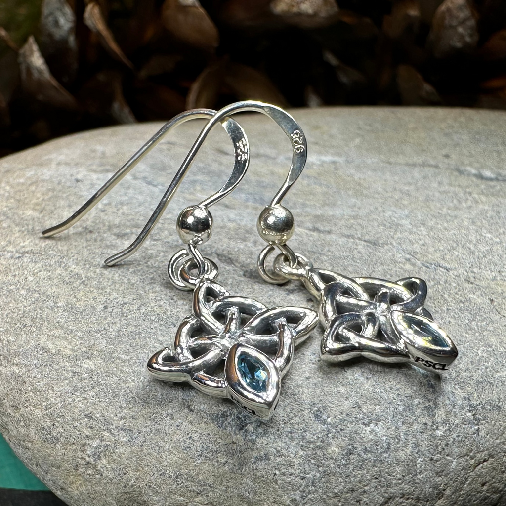 Arynne Celtic Knot Earrings in Sterling Silver | Dangle Earrings | Wiccan Center