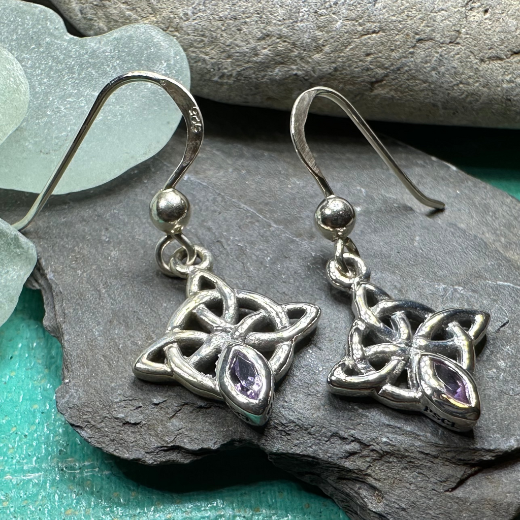 Arynne Celtic Knot Earrings in Sterling Silver | Dangle Earrings | Wiccan Center