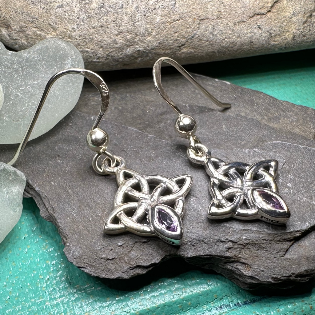 Arynne Celtic Knot Earrings in Sterling Silver | Dangle Earrings | Wiccan Center