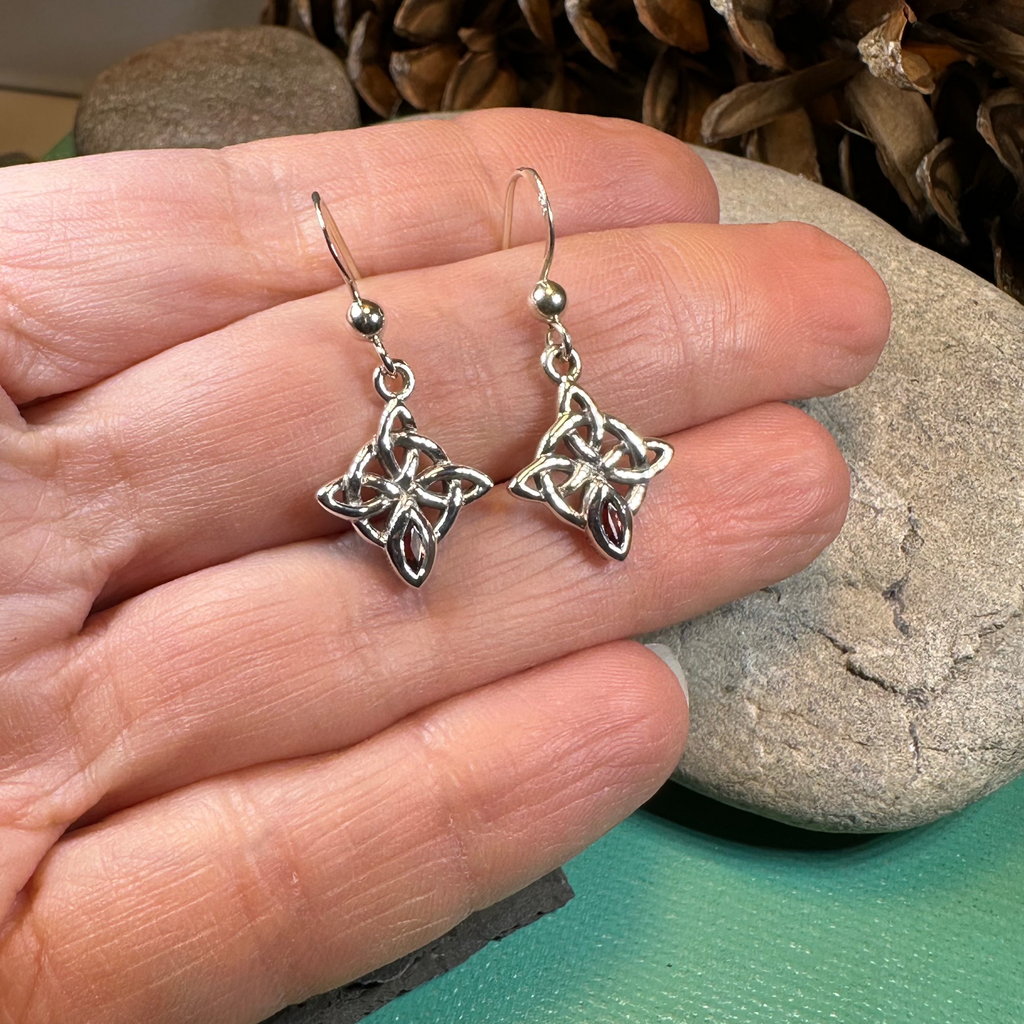 Arynne Celtic Knot Earrings in Sterling Silver | Dangle Earrings | Wiccan Center