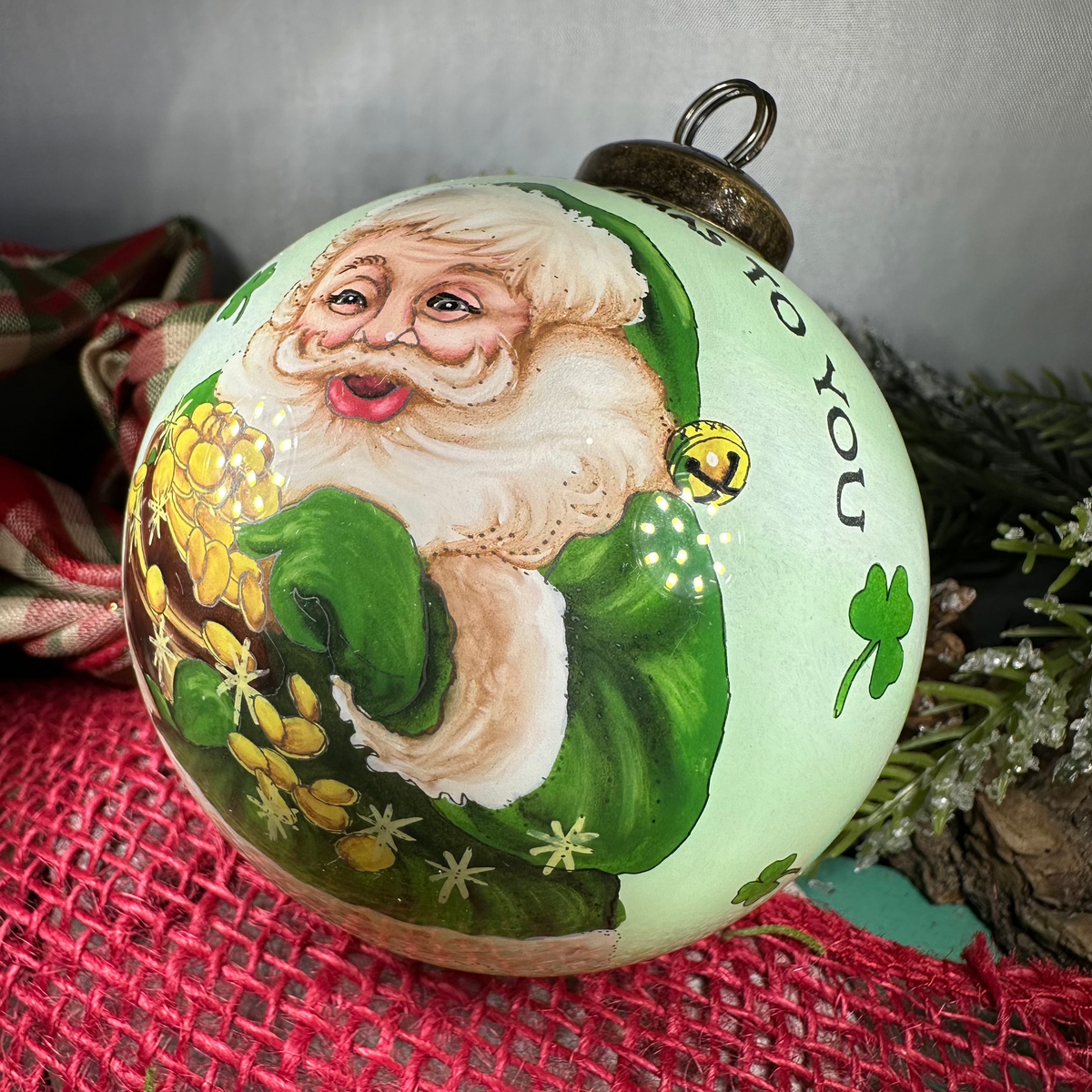 Happy Christmas Irish Santa Ornament - Handmade | Gifts | Wiccan Center