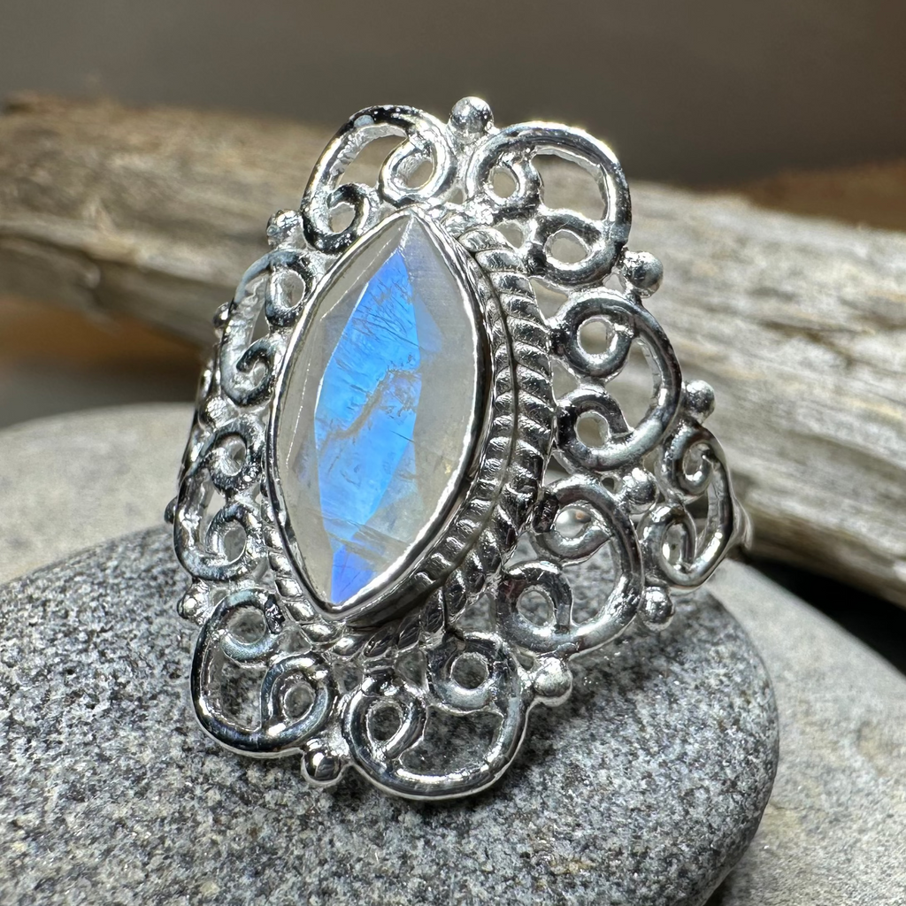 Orenda Celtic Spiral Moonstone Ring in Sterling Silver | Ring | Wiccan Center
