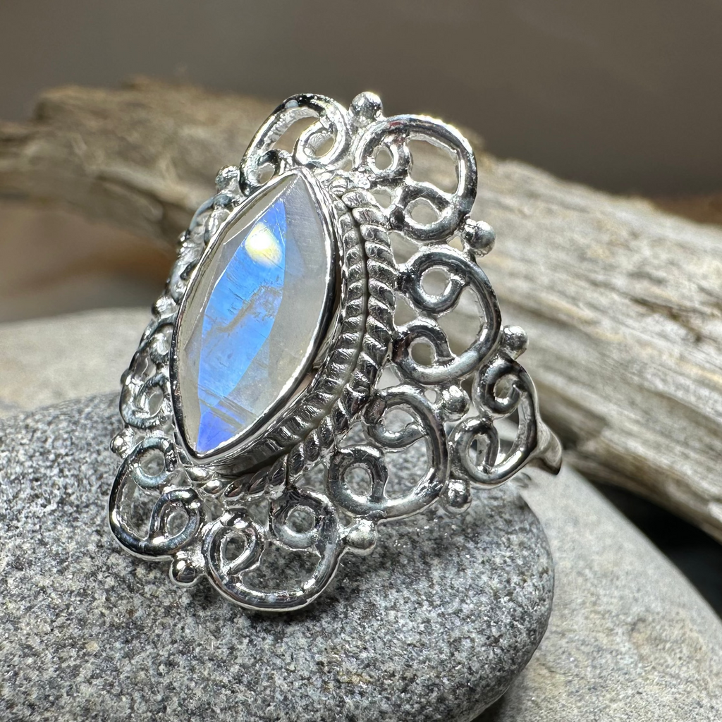 Orenda Celtic Spiral Moonstone Ring in Sterling Silver | Ring | Wiccan Center