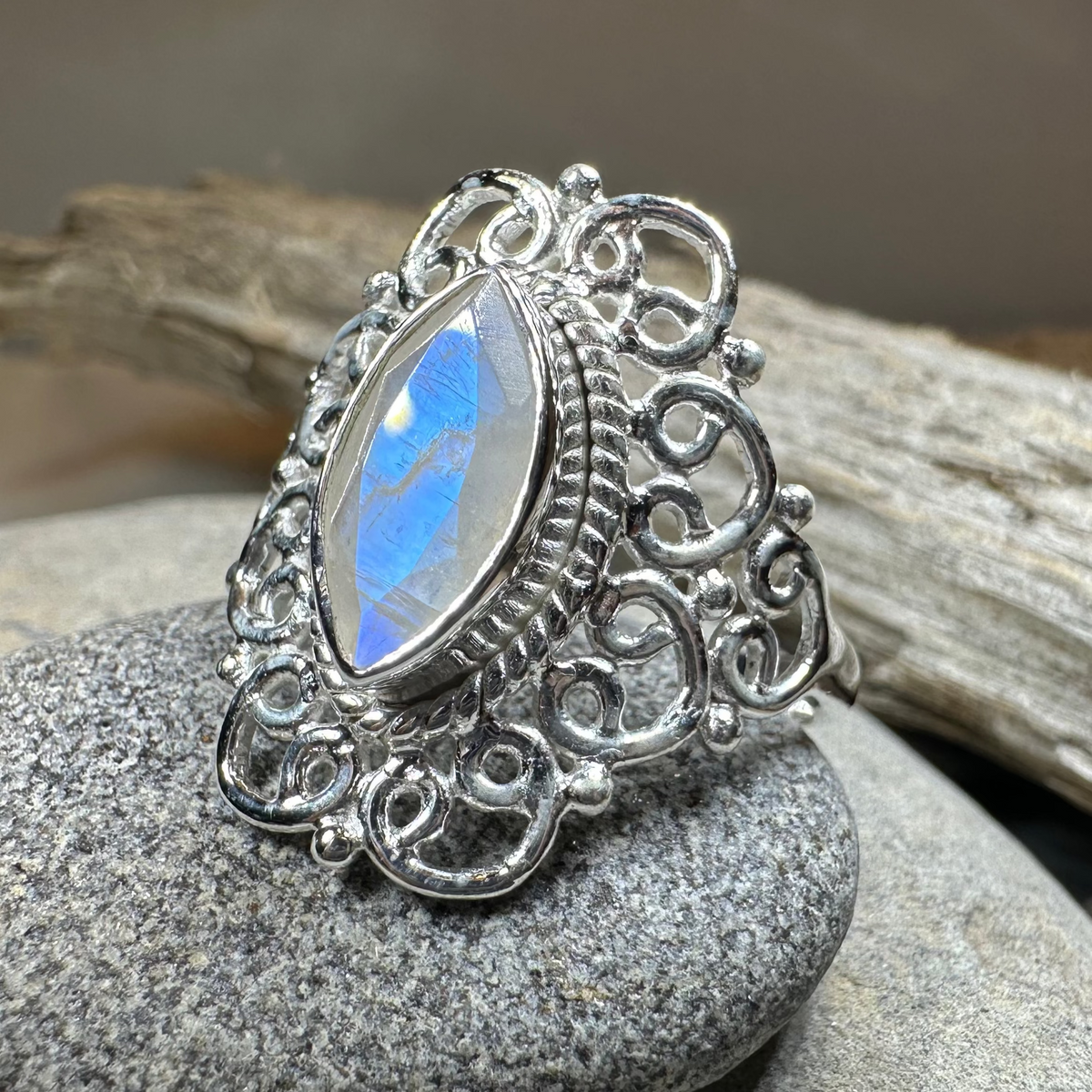 Orenda Celtic Spiral Moonstone Ring in Sterling Silver | Ring | Wiccan Center