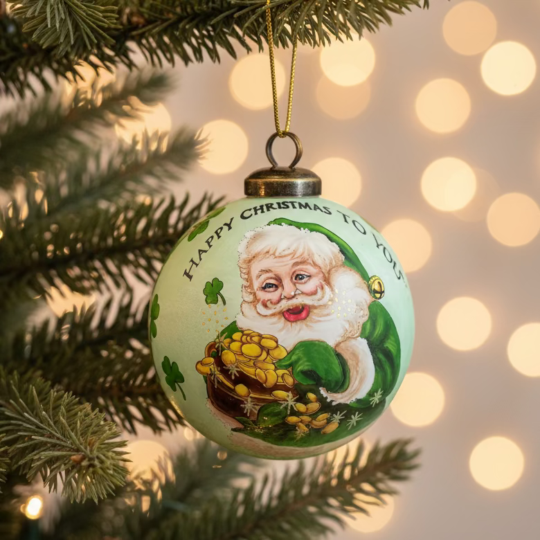 Happy Christmas Irish Santa Ornament - Handmade | Gifts | Wiccan Center