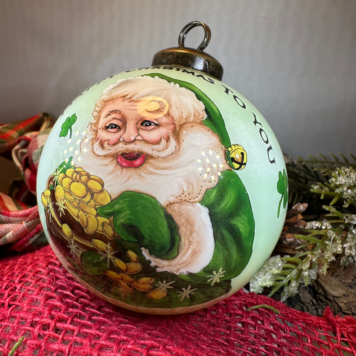 Happy Christmas Irish Santa Ornament - Handmade | Gifts | Wiccan Center
