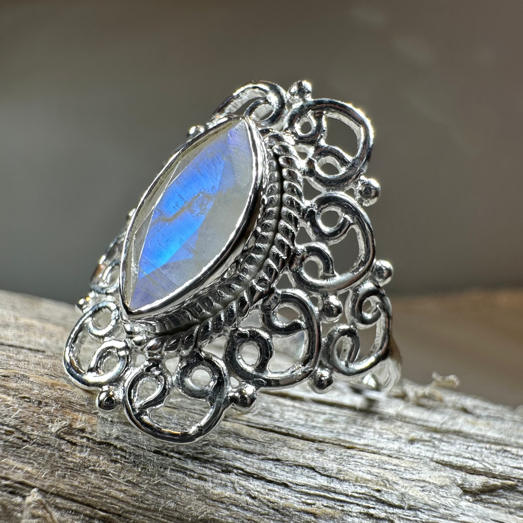 Orenda Celtic Spiral Moonstone Ring in Sterling Silver | Ring | Wiccan Center