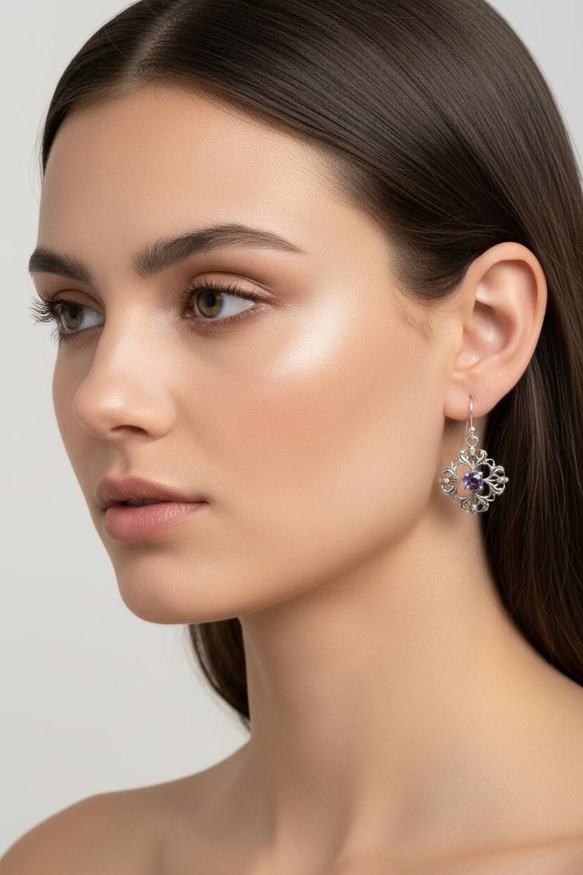 Nairn Scottish Thistle Earrings with Amethysts | Dangle Earrings | Wiccan Center