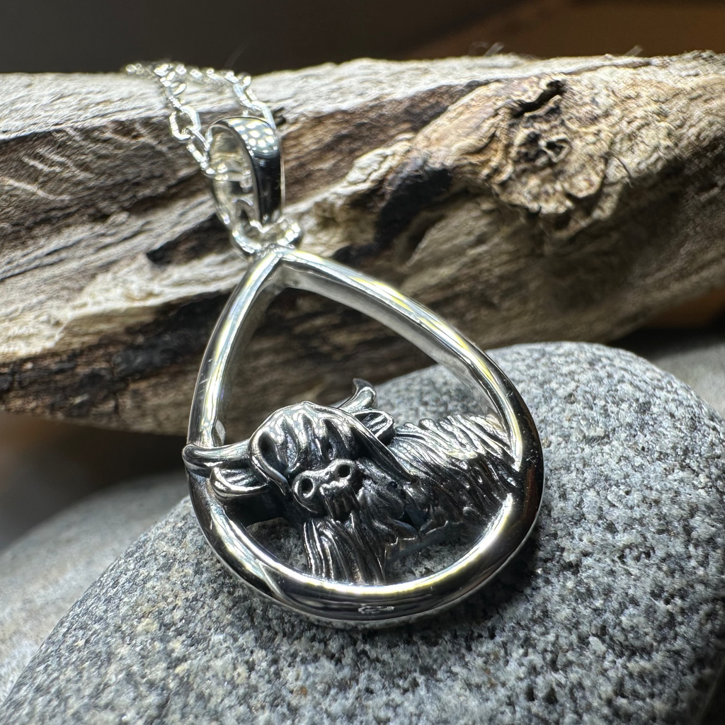 Little Hamish Highland Cow Necklace in Sterling Silver | Pendant | Wiccan Center