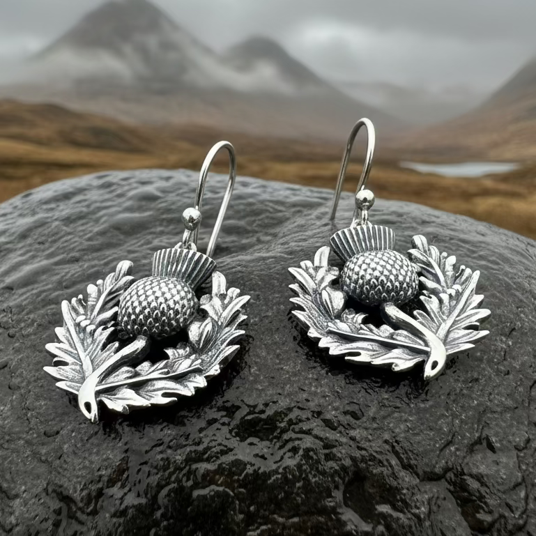 Blaine Scottish Thistle Earrings for Women | Dangle Earrings | Wiccan Center