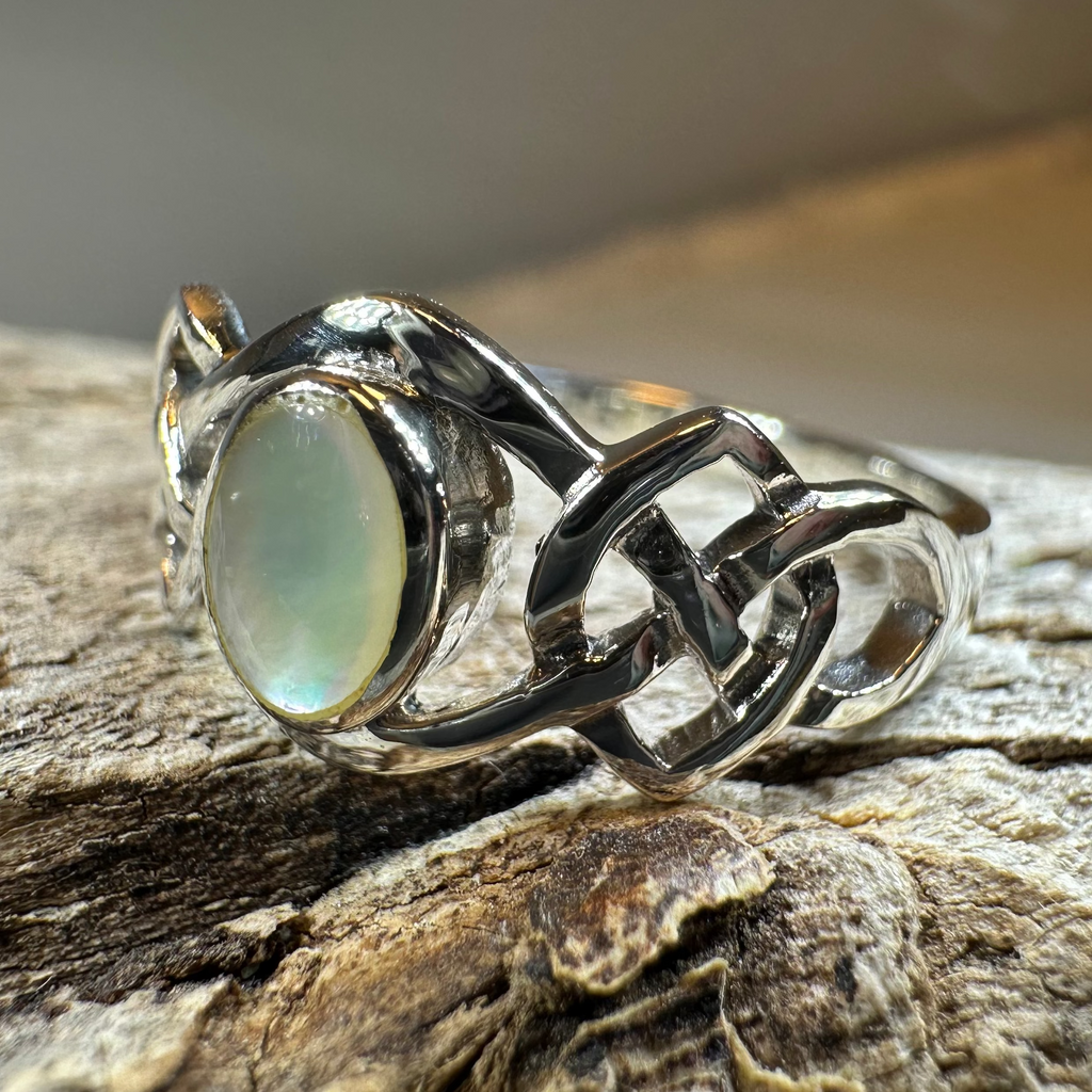 Mina Celtic Knot Ring with Mother of Pearl | Ring | Wiccan Center